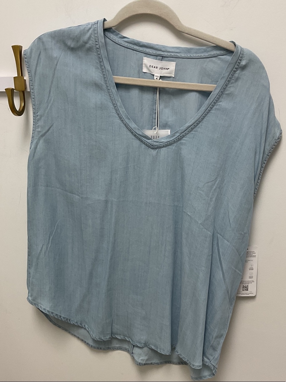 Dear John Sky Blue V-Neck tencel Tunic Top